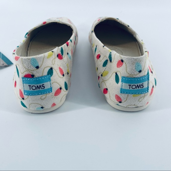 TOMS Belmont Women’s Size 7 Natural Tree Lights Print Holiday Christmas Flat NEW - Picture 7 of 11